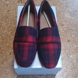 J. Jill Scarlet & Black Plaid Adelaide Loafers Size 9.5 NIB